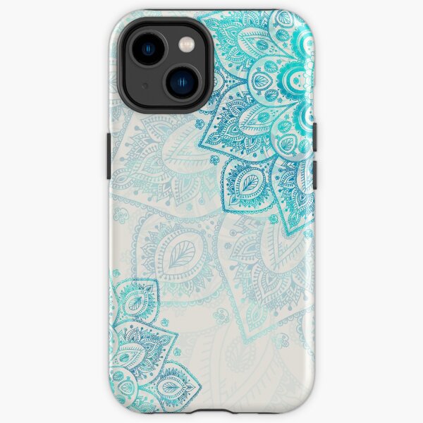 Turquoise Flowers Mandala iPhone Tough Case