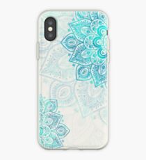 Türkis Blumen Mandala iPhone-Hülle & Cover