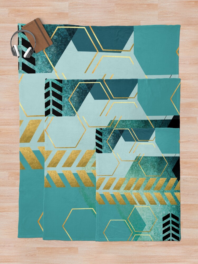 Teal and discount gold throw blanket