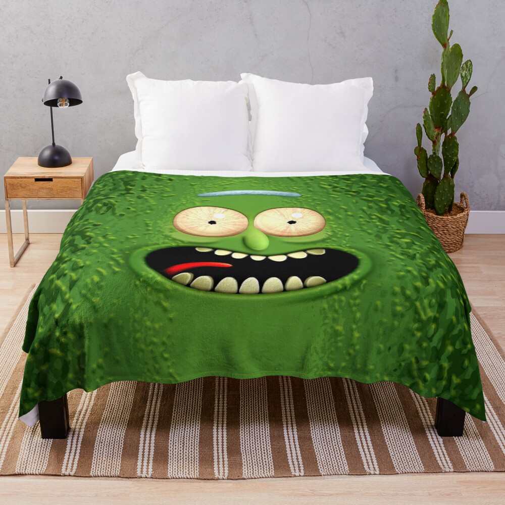 The Incredible Pickle Rick Throw Blanket