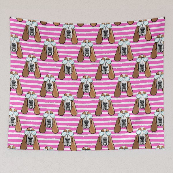 Item preview, basset hound - hot pink stripes designed and sold by littlearrow.