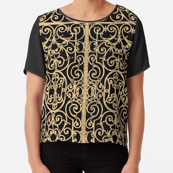 French Wrought Iron Gate | Louis XV Style | Black and Gold | Chiffon Top