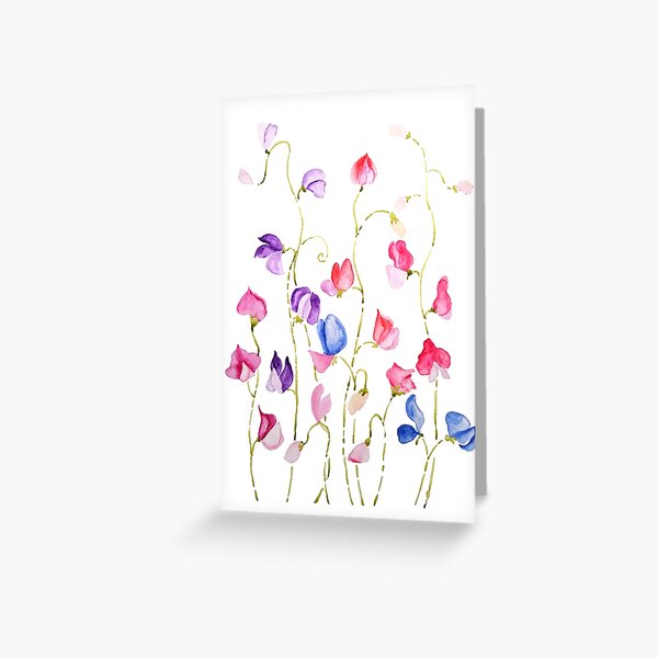 Item preview, hand painted colorful sweet peas flowers watercolor  designed and sold by ColorandColor.