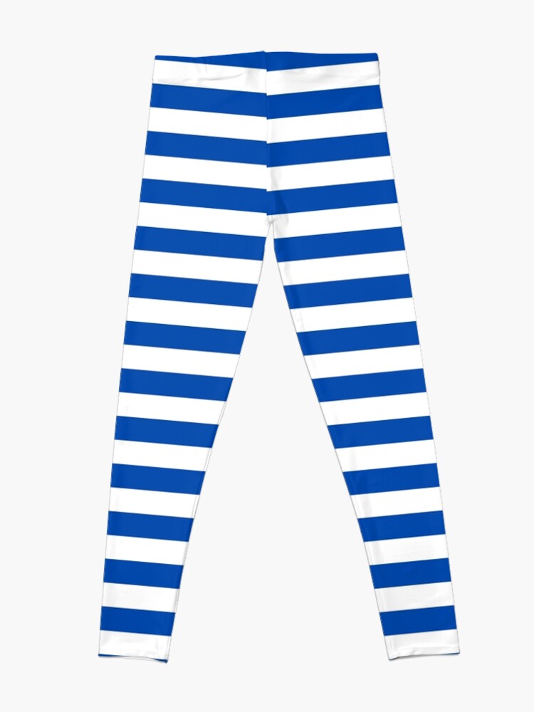 Discover Cobalt Blue and White Horizontal Stripes Leggings