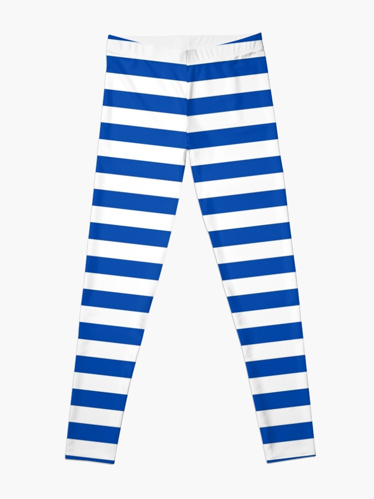 Disover Cobalt Blue and White Horizontal Stripes Leggings