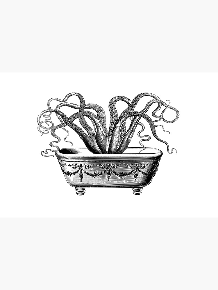 Tentacles in the Tub | Octopus in Bathtub | Vintage Octopus | Black and White | by EclecticAtHeART