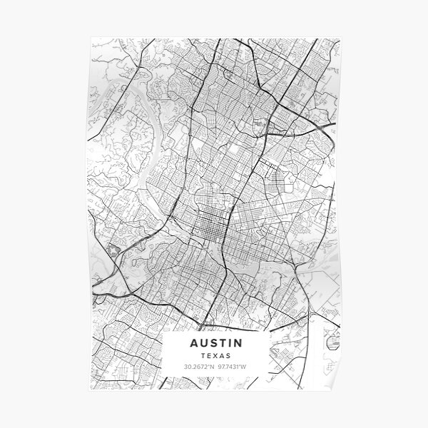 Austin TX Karte Poster
