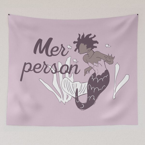 Item preview, Merperson Non-binary Mermaid Merman (Dark Skin) designed and sold by heavyhebi.