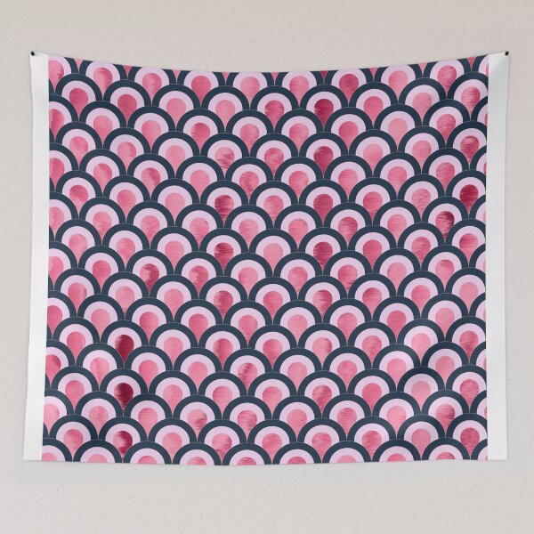 Item preview, Art Deco Circles - Navy + Raspberry Sundae designed and sold by NolkDesign.