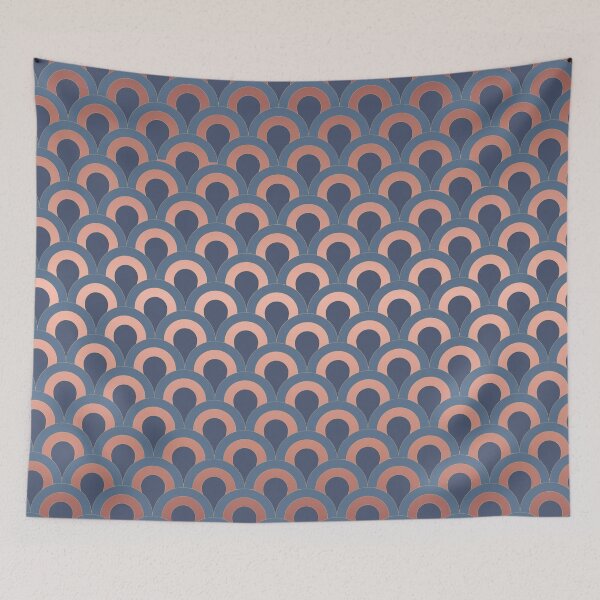 Item preview, Art Deco Circles - Indigo + Rose Gold designed and sold by NolkDesign.