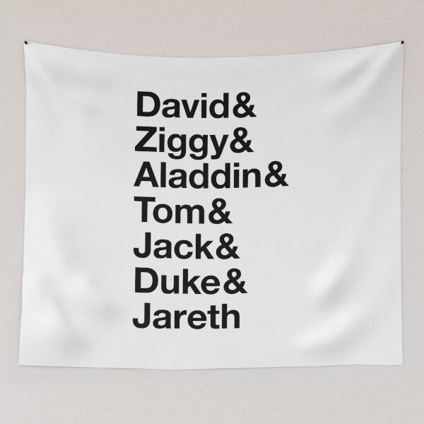 Aperçu de l'œuvre David & Ziggy & Aladdin & Tom & Jack & Duke & Jareth List - Lettrage noir créée et vendue par VenusOak.