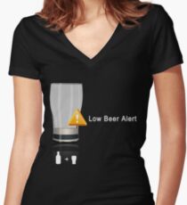 Low Beer Alert Women's Fitted V-Neck T-Shirt