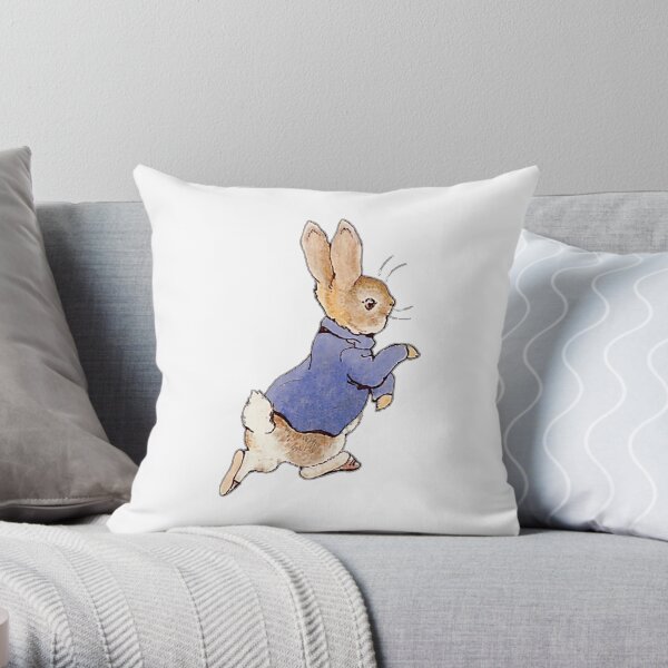 Nursery Characters. Peter Rabbit. Beatrix Potter. In his blue jacket. Throw Pillow