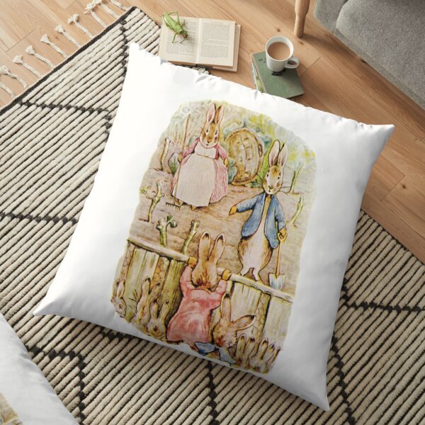 Peter Rabbit, Benjamin and Flopsy Bunny, Beatrix Potter. Floor Pillow