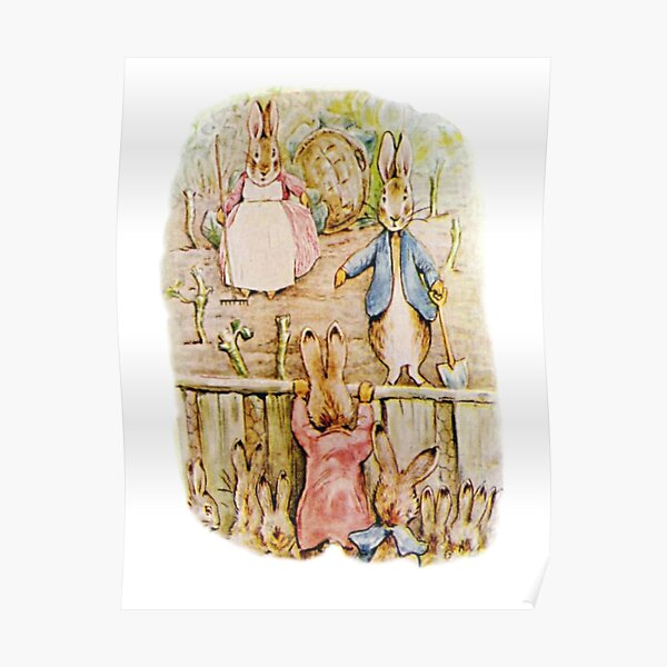 Peter Rabbit, Benjamin and Flopsy Bunny, Beatrix Potter. Poster
