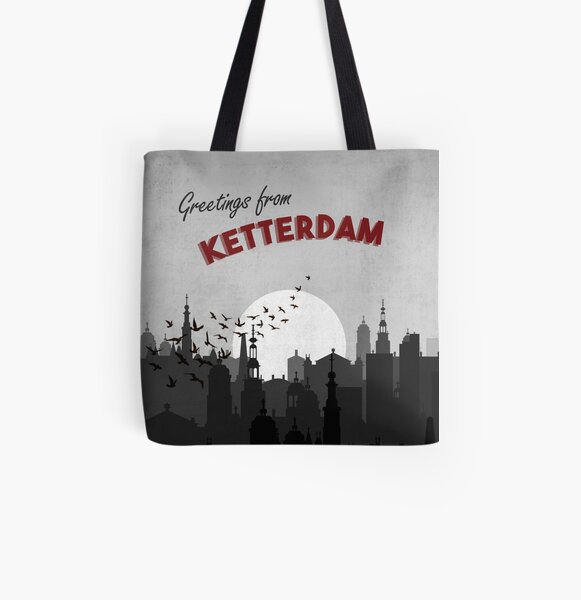 Saludos desde el arte de la postal del Seis de los Cuervos de Ketterdam Bolsa estampada de tela