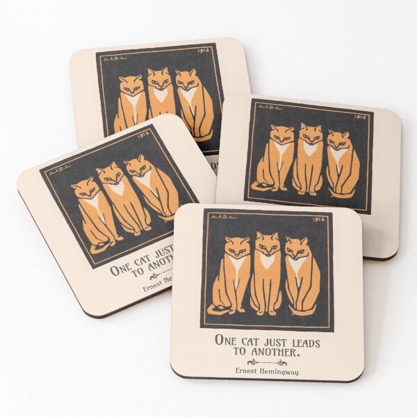 Item preview, One Cat Ernest Hemingway Quote with Julie de Graag Illustration designed and sold by STPBooks.