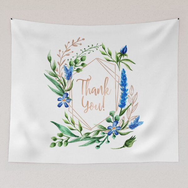 Item preview, Blue Flowers and Rose Gold, Thank You designed and sold by MaplewoodMerch.
