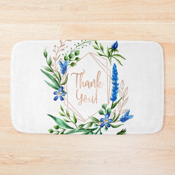 Item preview, Blue Flowers and Rose Gold, Thank You designed and sold by MaplewoodMerch.