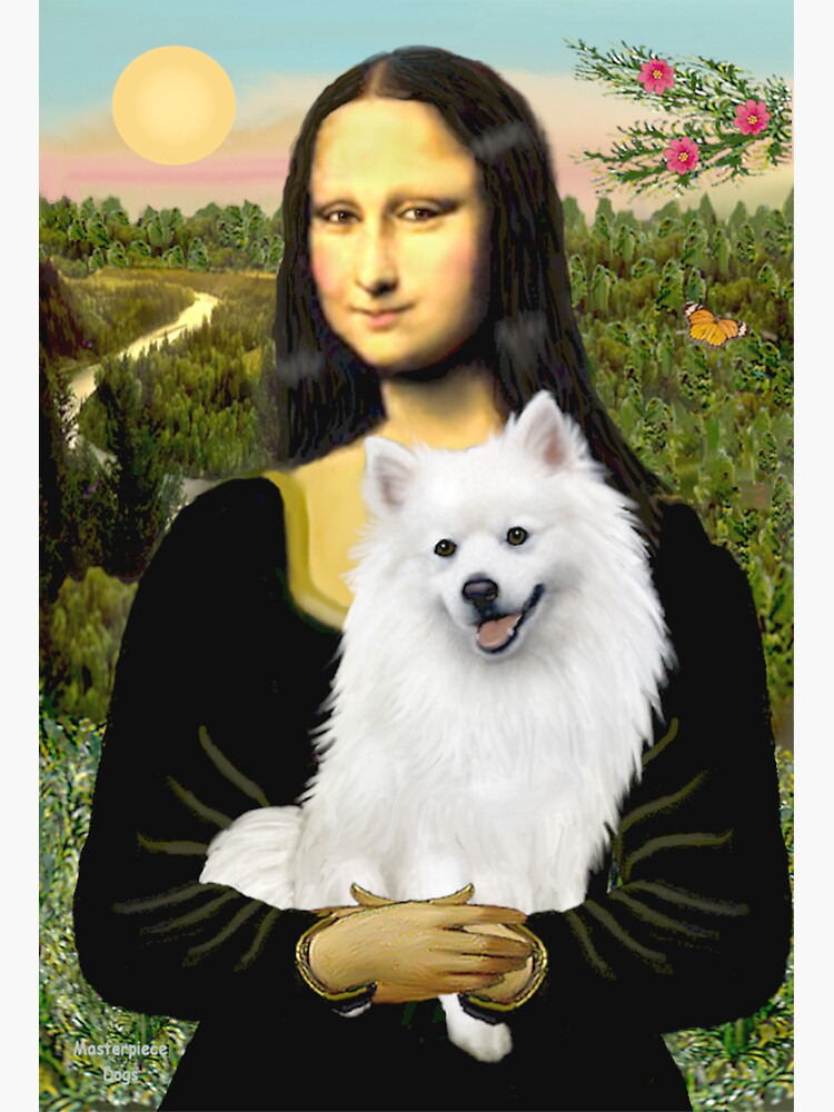 Mona Lisa and her American Eskimo Dog by JeanBFitzgerald