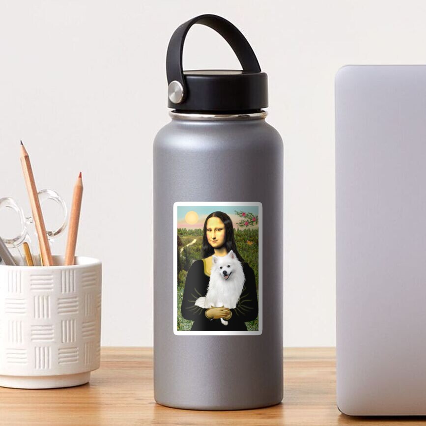 Mona Lisa and her American Eskimo Dog Sticker