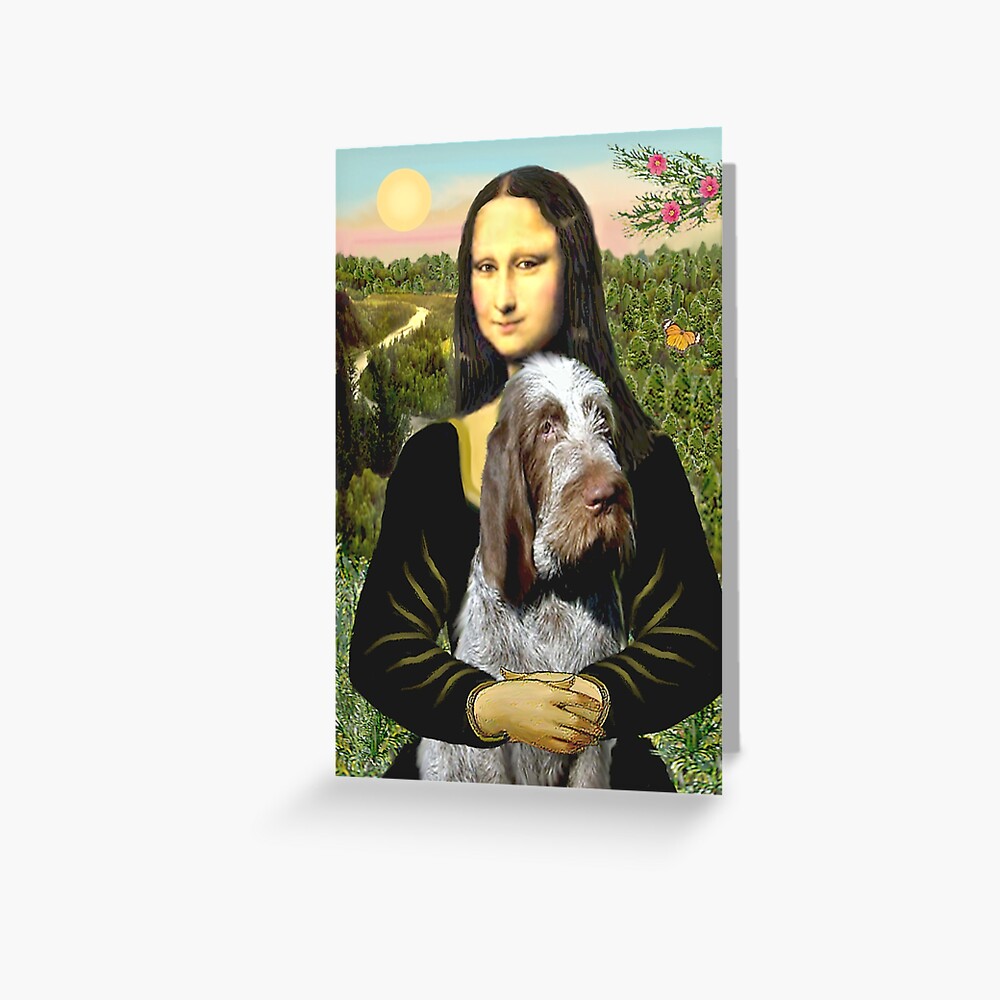 Mona Lisa and her Italian Spinone (roan colored) Greeting Card