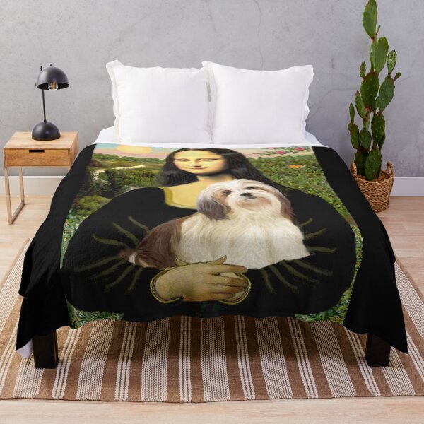 Item preview, Mona Lisa and her Lhasa Apso (cream and brown) designed and sold by JeanBFitzgerald.