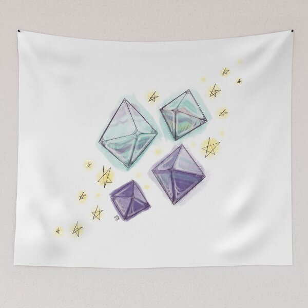 Item preview, Magical raw fluorite crystals watercolor witchy pastel designed and sold by Freakfla.