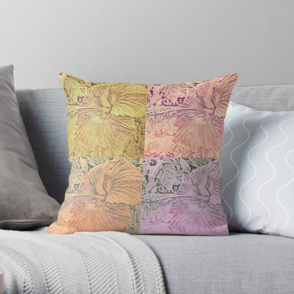 Hibiscus Vintage Quilt Pattern Throw Pillow