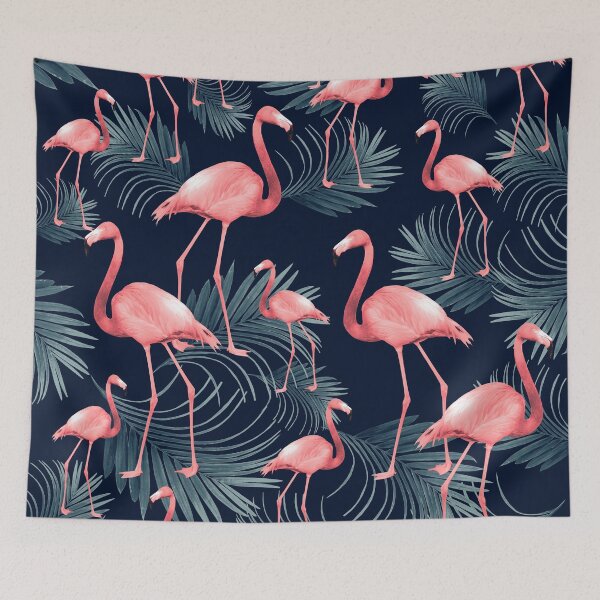 Aperçu de l'œuvre Summer Flamingo Palm Night Vibes #1 #tropical #decor #art créée et vendue par Anita's & Bella's Art.