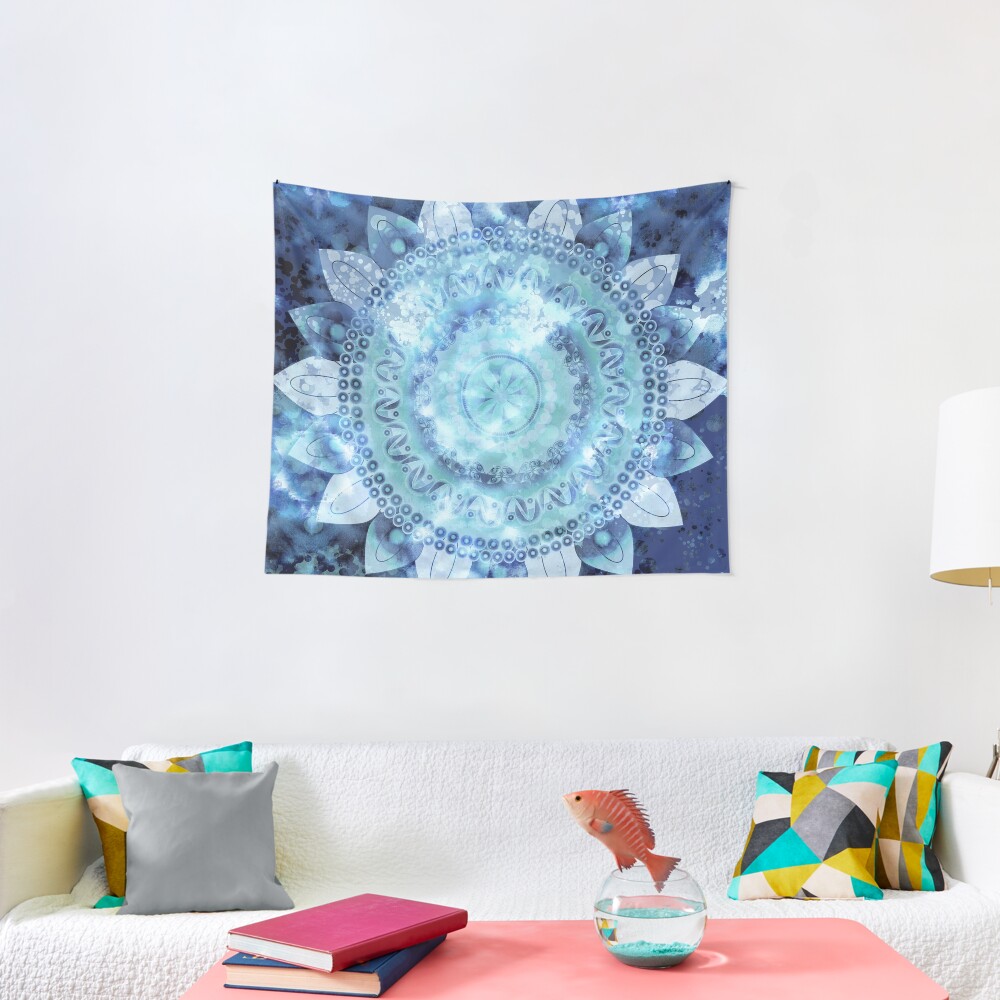 Blue Minted Fizz Mandala Tapestry