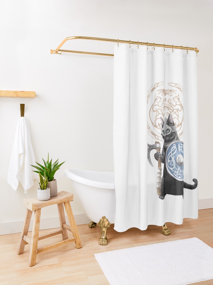 Alternate view of Veggie Goes Viking Shower Curtain