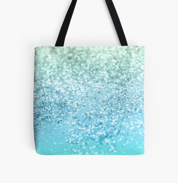 Aqua Blue glitter sparkles Rain Cloud quote Tote Bag