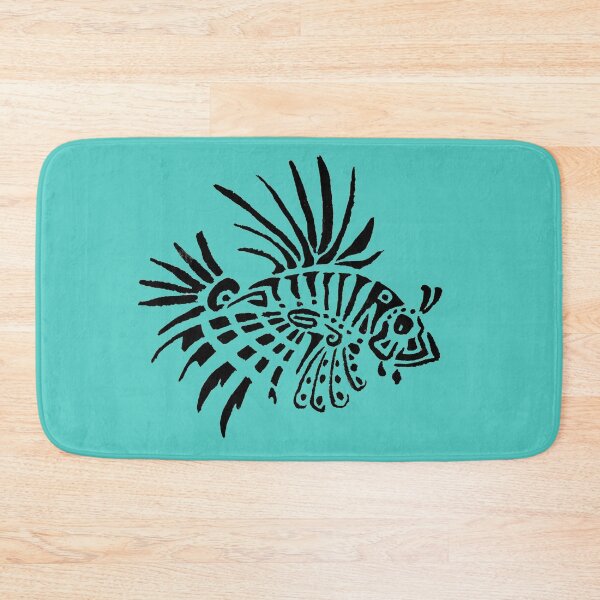 Item preview, Lionfish Tattoo - turquoise background designed and sold by Zamen.