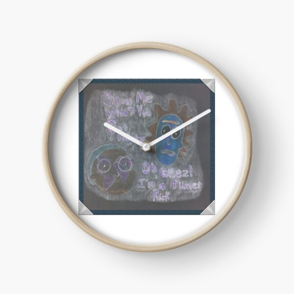 Welcome to planet Morty negative image Clock