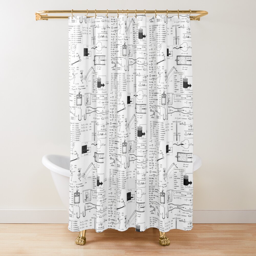 General Physics Formula Set, ur,shower_curtain_closed,square,1000x1000