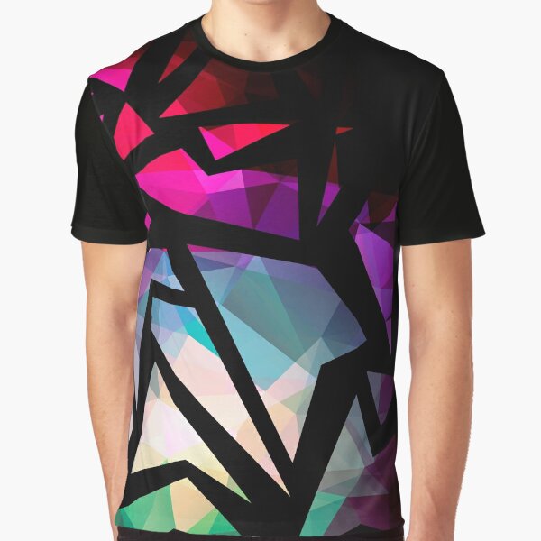 Abstract print of triangles polygon print. Bright dark design colors |  Leggings