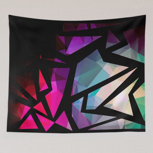 Item preview, Abstract print of triangles polygon print. Bright dark design colors designed and sold by fuzzyfox.
