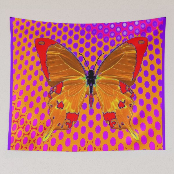Item preview, MODERN RED BUTTERFLY FANTASIA PURPLE-SALMON ABSTRACT ART designed and sold by sharlesart.