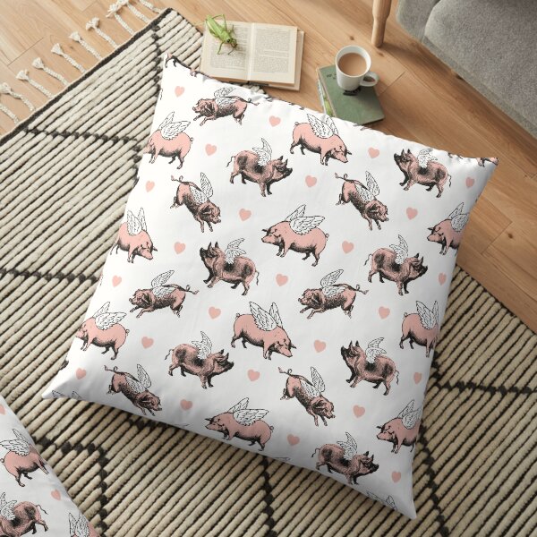 Flying Pigs Pattern | Vintage Pigs | When Pigs Fly | Pigs with Wings | Floor Pillow