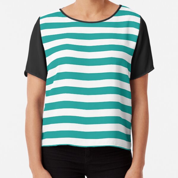 Teal and White Stripes | Stripe Patterns | Striped Patterns | Wide Stripes | Horizontal Stripes | Chiffon Top