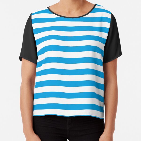 Turquoise Blue and White Stripes | Stripe Patterns | Striped Patterns | Chiffon Top