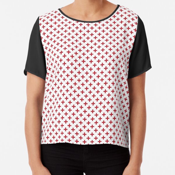 Crosses | Criss Cross | Swiss Cross | Hygge | Scandi | Plus Sign | Red and White | Chiffon Top