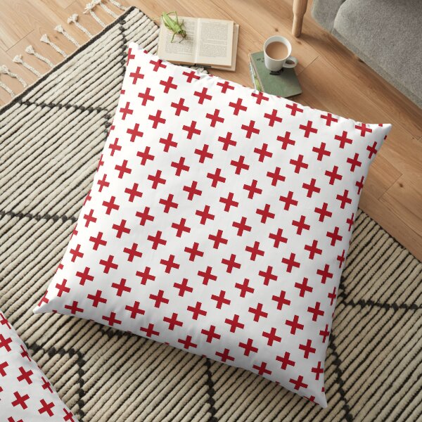 Crosses | Criss Cross | Swiss Cross | Hygge | Scandi | Plus Sign | Red and White | Floor Pillow