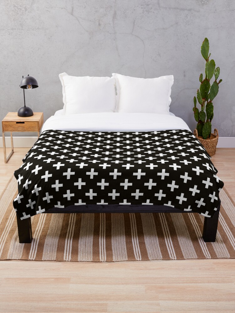 Black and discount white cross blanket