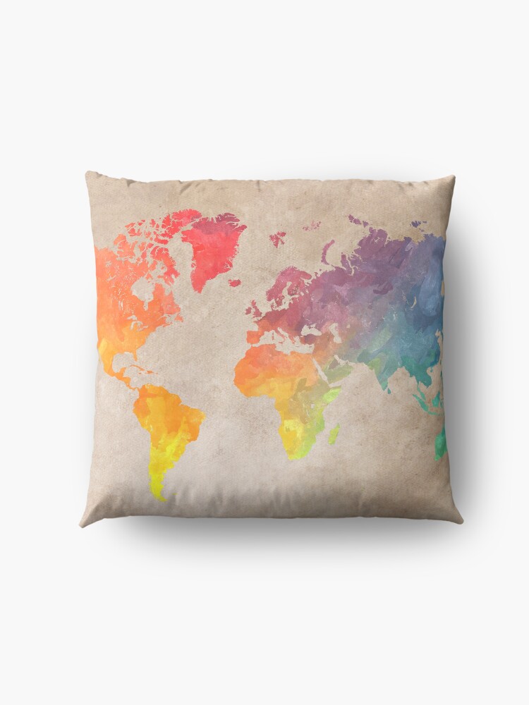 Alternate view of World Map maps Floor Pillow