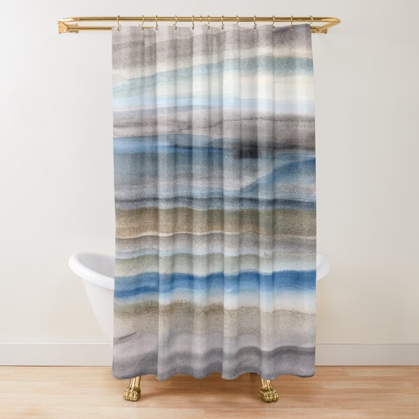 Brown and Blue Abstract Shower Curtain