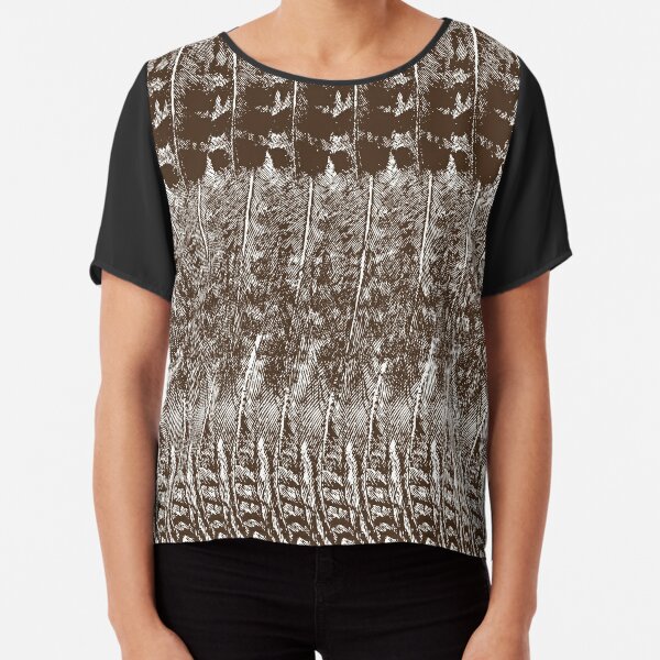 Feather Pattern | Chocolate Brown and White | Bird Feathers | Patterns in Nature | Chiffon Top