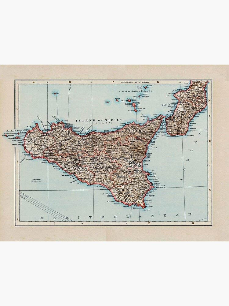1900 Map of Sicily, Italy - Vintage Cartography of the Sicilian Kingdom - Archival Print