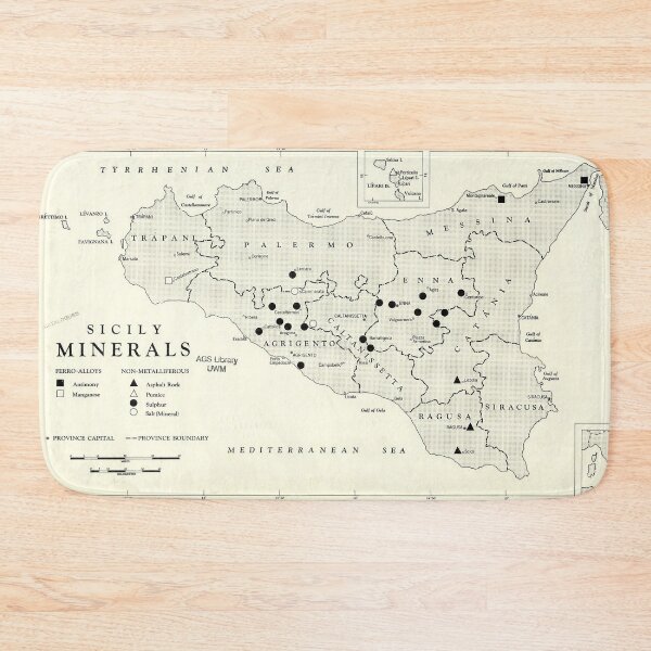 Item preview, Vintage Sicily Italy Mineral Map (1943) designed and sold by BravuraMedia.